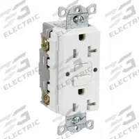 HUBBELL GFCI Receptacle: Duplex, 5-20, White, GFCI, 125V AC, 20 A, 2 Pole / 3 Wire (MPN GFRTR20W)