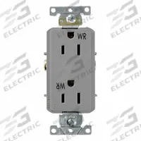 LEVITON Decora Plus Duplex Receptacle Outlet: Duplex, 5-15, Gray, 125V AC, 15 A, 2 Pole / 3 Wire (MPN WTD15-GY)