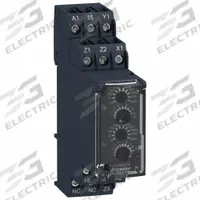 SCHNEIDER Time Delay Relay: DIN-Rail Mounted, 24 to 240V AC/DC, 8 A, 6 Pins/Terminals (MPN RE22R1AKMR). Key specifications — Contact Rating (DC): 8 A @ 24V; Delay Function: On/Off Delay; Input Voltage: 24 to 240V AC/DC; Brand: SCHNEIDER.