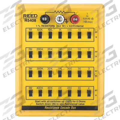 REED INSTRUMENTS Resistance Decade Box: 1 ohm to 110 ohm, 7 Decades - Decade Boxes