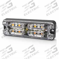 ECCO LED Directional Warrning Light: Perimeter Flashing Warning Light, Blue/White, 1/2 in Overall Wd (MPN ED3511BW-WWG). Key specifications — Operating Voltage: 12-24V DC; Number of Flash Patterns: 69; Includes: Mounting Hardware; Electrical Connection: Blunt Cut Wires; Mount Type: Bolt; Brand: ECCO; Shape: Rectangular.