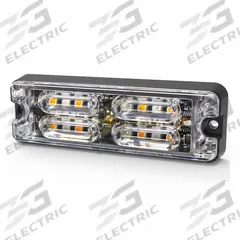 ECCO LED Directional Warrning Light: Perimeter Flashing Warning Light, Blue/White, 1/2 in Overall Wd (MPN ED3511BW-WWG). Key specifications — Operating Voltage: 12-24V DC; Number of Flash Patterns: 69; Includes: Mounting Hardware; Electrical Connection: Blunt Cut Wires; Mount Type: Bolt; Brand: ECCO; Shape: Rectangular.