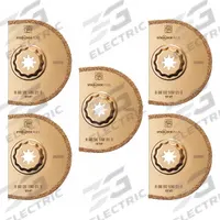 FEIN Oscillating Scraper Blade: 3 9/16 in Blade Wd, 3 9/16 in Blade Lg, Carbide Grit, 5 Pieces, 5 PK (MPN 63502169230). Key specifications — attr1097676: FEIN; attr1097658: Carbide Grit; attr1097655: Circular.
