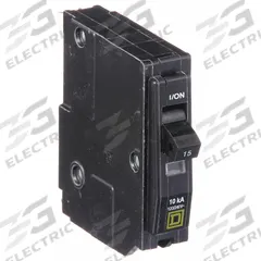 SQUARE D Miniature Circuit Breaker: 15 A, 120V AC, Single Phase, 10kA at 120V AC, 1 Poles (MPN QO115HM). Key specifications — Phase: Single; Amps: 15 A; AC Voltage Rating: 120V AC; Max. AIR Rating: 10kA at 120V AC; For Use With: QO Load Centers and NQ Panelboards; Brand: SQUARE D.
