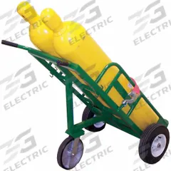 SAFTCART Cylinder Hand Truck: 890 lb, Single, 2 Cylinder, 21 in W x 9 in D Nose Plate (MPN 730-12). Key specifications — attr1343829: SAFTCART; attr1343789: Green; attr1343794: Strap.