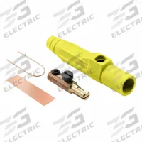 Single Pole Inline: Male, Yellow, 600V AC/600V DC, 150 A, Single Set Screw Termination, 15 Series (MPN 15D21-UY). Key specifications — Gender: Male; Series: 15; Brand: LEVITON.