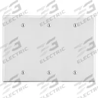 HUBBELL Wall Plate: Blank, 3 Gang, White, Std Size (MPN P33W). Key specifications — Brand: HUBBELL; Material: Polycarbonate.