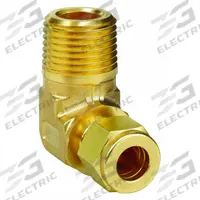 PARKER Compression Fitting Elbow: 1/2 in OD x 3/8 in Pipe Size, Compression x MNPT, Brass (MPN 8MSEL6N-B). Key specifications — Compatible Fitting Brands: Parker A-LOK; Brand: PARKER.