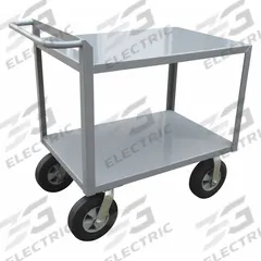 APPROVED VENDOR Utility Cart: 1,500 lb, 36 in L x 24 in W Shelf, 2 Shelves, Gray, Flat (MPN 5CHA3). Key specifications — Caster/Wheel Configuration: (2) Rigid; Brand: APPROVED VENDOR; Caster Wheel/Tread Material: Polyurethane.