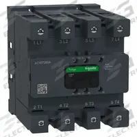 SCHNEIDER ELECTRIC IEC Contactor: Non-Reversing, 4 Poles, 4NO Contacts, 200 A, 120V AC/240V AC Coil (MPN LC1DT200AKUE). Key specifications — Brand: SCHNEIDER; Integrated Surge Suppression: Yes.