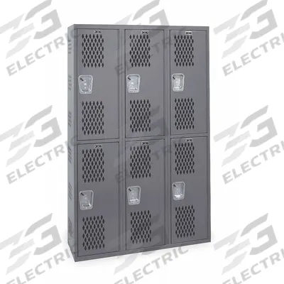 HALLOWELL Wardrobe Locker: 54 in x 18 in x 72 in, Ventilated, 2 Tiers, 3 Units Wide - Ventilated Metal Wardrobe Lockers