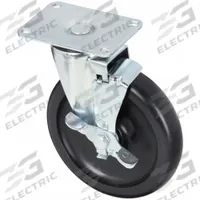 APPROVED VENDOR Plate Caster: Swivel, Side Brake, Polypropylene, 6 in Wheel Dia., 1 1/4 in Wheel Wd (MPN P12S-PB060D-P2-WB-SS). Key specifications — Brand: APPROVED VENDOR; Wheel/Tread Color: Black; Roll Up: Swivel with Brake.