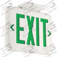 Exit Sign: LED, White, Green, 1 or 2 Faces, Ceiling/End/Wall, Not Battery Powered, 120/277 V AC (MPN EVEUGW). Key specifications — Voltage: 120/277 V AC; Directional Indicators: Universal Field Selectable Chevrons; Text Color: Green; Brand: DUAL-LITE; Emergency Battery Backup: No; Housing Color: White; Lighting Technology: LED; Remote Capable: No.