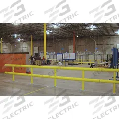 IDEAL SHIELD Guard Rail System: Mid-Rail Included, Straight, 36 in Top Rail Ht, 18 in Mid-Rail Ht (MPN HGR-2-120-36-P). Key specifications — Color: Yellow; Material: HDPE; Rail Mounting Style: Floor Mounted; Includes Mid-Rail: Mid-Rail Included.