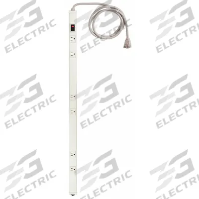 HUBBELL WIRING DEVICE-KELLEMS Outlet Strip: 6 Outlets, 6 ft Cord Lg, 15 A Current, White - Industrial Power Strips