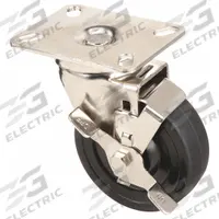 APPROVED VENDOR Plate Caster: Swivel, Side Brake, Rubber, 4 in Wheel Dia., 1 1/4 in Wheel Wd (MPN 33H637). Key specifications — attr1100274: APPROVED VENDOR; attr1100312: Black; attr1176041: Swivel with Brake.