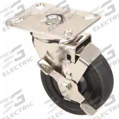 APPROVED VENDOR Plate Caster: Swivel, Side Brake, Rubber, 4 in Wheel Dia., 1 1/4 in Wheel Wd (MPN 33H637). Key specifications — attr1100274: APPROVED VENDOR; attr1100312: Black; attr1176041: Swivel with Brake.