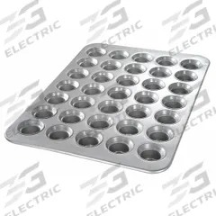 CHICAGO METALLIC Mini Crown Muffin Pan: Aluminized Steel, 35 Slots, 17 7/8 in Overall Wd, Silver (MPN 42756). Key specifications — Pan Style: Muffin Pan; Brand: CHICAGO METALLIC; Color: Silver; Material: Aluminized Steel; NSF Certified: No; Number of Slots: 35.