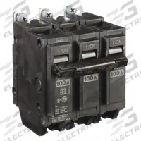 GE Miniature Circuit Breaker: THQB, 100 A, 120/240V AC, Three Phase, 10kA at 120/240V AC, Std (MPN THQB32100). Key specifications — attr195972: 100 A; attr195973: 120/240V AC; attr195974: Three; attr195975: 10kA at 120/240V AC; attr195976: Load Centers.
