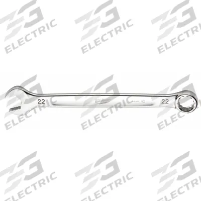 MILWAUKEE Combination Wrench: Chrome Vanadium Steel, Chrome, 22 mm Head Size - Metric 12-Point Combination Wrenches