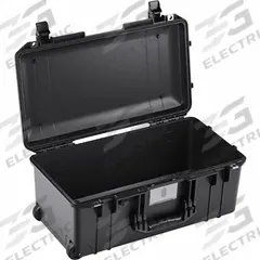 PELICAN Protective Case: 10 3/4 in x 21 5/8 in x 9 in Inside, No Foam, Black, Mobile, 9 lb Wt (MPN 1556AIRNF). Key specifications — Closure Type: Press Button; Brand: PELICAN; Carry-On Size: No.