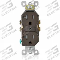 LEVITON Receptacle: Duplex, 5-20, Brown, 125V AC, 20 A, 2 Pole / 3 Wire (MPN T5820)
