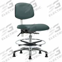 Cleanroom Task Chair: Vinyl, Armless, Ht Range 21 1/2 in to 29 in, 18 1/2 in Seat Wd, 17 in Seat Dp (MPN BR-NCR-VMBCH-CR-T1-A0-CF-RG-8546). Key specifications — Foot Support: Yes; Back Tilt Backward: 13.5°; Back Tilt Forward: 10.5°; Base Material: Aluminum; Brand: APPROVED VENDOR; Product Type: Cleanroom Task Chair; Cleanroom Class: ISO 5; ESD-Safe: Not ESD Safe.