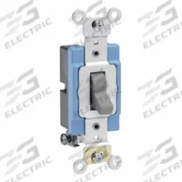 LEVITON Wall Switch: Toggle Switch, Single Pole, Maintained, Gray, 120/277V AC, 15 A (MPN 1201-2GY). Key specifications — Illuminated: No; Voltage Rating: 120/277V AC.
