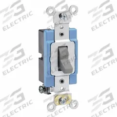 LEVITON Wall Switch: Toggle Switch, Single Pole, Maintained, Gray, 120/277V AC, 15 A (MPN 1201-2GY). Key specifications — Illuminated: No; Voltage Rating: 120/277V AC.
