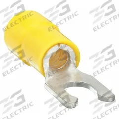 GRAINGER Fork Terminals: Yellow, Vinyl, #8 Stud Size, 12 AWG – 10 AWG Wire Range, Locking Fork (MPN 5WHD7). Key specifications — Barrel Style: Funnel Entry; Manufacturer Part Number: 5WHD7; Brand: GRAINGER.