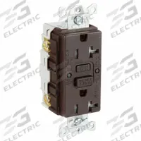 HUBBELL GFCI Receptacle: Duplex, 5-20, Brown, GFCI, 125V AC, 20 A, 2 Pole / 3 Wire (MPN GFRTR20)