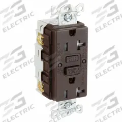 HUBBELL GFCI Receptacle: Duplex, 5-20, Brown, GFCI, 125V AC, 20 A, 2 Pole / 3 Wire (MPN GFRTR20)
