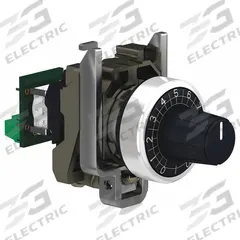 SCHNEIDER ELECTRIC Potentiometer: 22 mm Panel Mounting Size, 4,700 ohm Max Resist Rating, Series XB4 (MPN XB4BD912R4K7). Key specifications — Manufacturer Part Number: XB4BD912R4K7; Series: XB4; Brand: SCHNEIDER; Knob Style: Standard; Bezel Style: Metallic (Black).