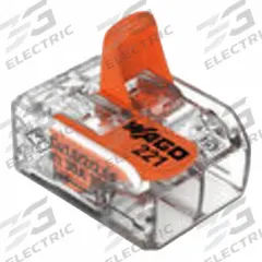WAGO Lever Wire Connector: 2 Port, 20 AWG – 10 AWG Solid Wire Size Range, 30 A, 600 V, 221 Series (MPN 221-612/K194-4045). Key specifications — attr1307071: WAGO; attr1307104: Lever; attr1351713: 221.