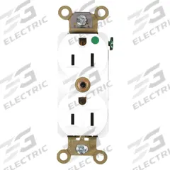 HUBBELL Receptacle: Hospital Grade Fed. Spec., Duplex, 5-15R, White, 125V AC, 15 A, 2 Pole / 3 Wire (MPN HBL8200ILW)