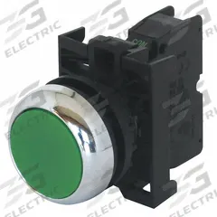 EATON Flush Push Button Operator: Non-Illuminated, Flush Profile, Metallic, 22 mm, 1NO (MPN M22M-D-G-K10). Key specifications — Brand: EATON; Action: Momentary; Series: M22; Push Button Material Type: Metallic.