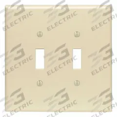 LEVITON Wall Plate: Toggle, 2 Gang, Ivory, Jumbo Size (MPN 86109). Key specifications — Brand: LEVITON; Material: Plastic.