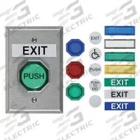 SAFETY TECHNOLOGY INTL Exit Push Button: 4 13/16 in Ht, 2 3/8 in Dp, 3 1/4 in Wd, ADA Compliant (MPN UB-1PN). Key specifications — Color: Gray; Product Type: Exit Push Button; Operation Type: Push Button; ADA Compliant: Yes; Brand: SAFETY TECHNOLOGY INTERNATIONAL.