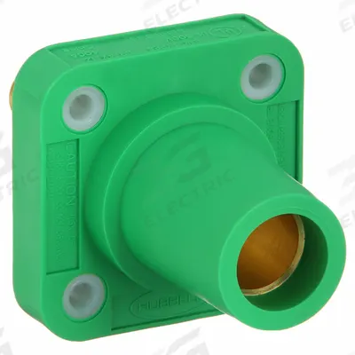 HUBBELL Single Pole Receptacle: Green, Straight Taper Nose Mating, Threaded Stud Termination - Receptacles with Threaded Stud Terminations