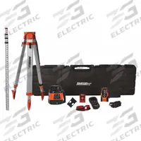 JOHNSON LEVEL Rotary Laser: 1,500 ft Range w/Receiver, Red Beam, Horizontal/Vertical, 0 Dots, NiMH (MPN 99-028K). Key specifications — attr935954: Red; attr935948: ±1/8 in @ 100 ft; attr935970: Grade Rod; attr935961: Vertical; attr935962: Electronic Self-Leveling; attr935949: NiMH; attr935951: Includes Everything to Grade or Level Your Job Site; attr935952: Batteries Included.