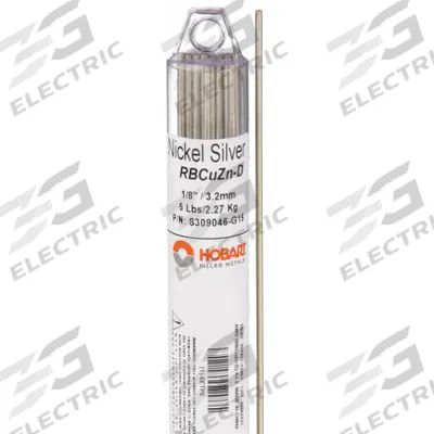 HOBART Brazing Alloy: Nickel Silver, 0%, RBCuZn-D, 1/8 in x 36 in - Nickel-Silver Brazing Alloys