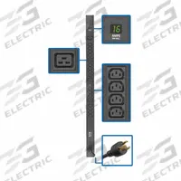 EATON TRIPP LITE PDU: Single-Phase, 16 Outlets, (16) C13/(4) C19, Metered, 0 RU, Front Facing (MPN PDUMV20HV-36). Key specifications — Plug Type: IEC-320 C20; Brand: EATON TRIPP LITE; Phase: Single-Phase; Receptacle Type: (16) C13; Mounting Location: Wall; Facing: Front.