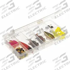 PLANO MOLDING Compartment Box: 6 1/2 in x 3 3/4 in x 1 1/8 in, Clear, 8 Compartments, 0 Adj Dividers (MPN 345028). Key specifications — ESD Conductive: Not Electrostatic Discharge Conductive; Color: Clear; Compartment WxD: 4 in x 1-3/8 in; Brand: PLANO MOLDING; Material: Plastic.