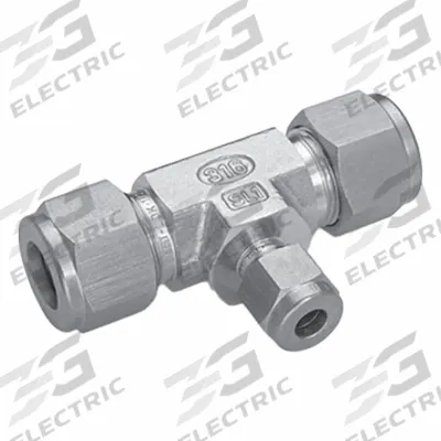 HAM-LET Compression Tee Fitting: 3/4 in OD x 3/4 in OD x 1/2 in OD Fitting Size - Double-Ferrule Stainless Steel Fittings