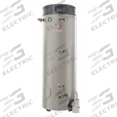 RHEEM Commercial Gas Water Heater: Natural Gas, Low NOx, 80 gal, 199,900 BTU, 70.06 in Ht (MPN GHE80SS-200). Key specifications — Display Sell UOM: EA; Market: Commercial; Standards: Canada CSA; Sub-brand: Triton SS; Brand: RHEEM; Low NOx: Yes; Water Connection Location: Side; Fuel Type: Natural Gas.