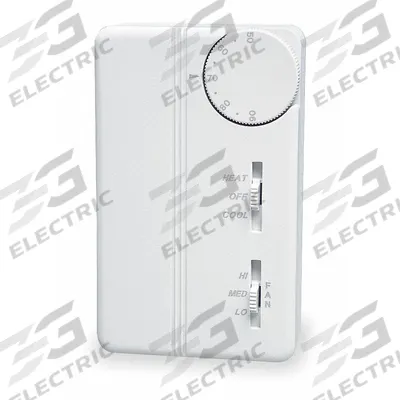 PECO Fan Coil Thermostat: Heat and Cool, Cool-Heat-Off, 50° to 90°F, Slide Switch - Analog Fan Coil Unit Thermostats