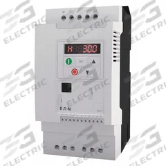 EATON Variable Frequency Drive: In Phase Three, Out Phase Three, 2 hp, 4.1 A Output Current - Max (MPN DC1-344D1NB-A20CE1). Key specifications — Style: Compact; Color: White; Output Phase: Three.