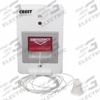 CREST HEALTHCARE SUPPLY Pullcord Station: 2 3/4 in Overall Wd, 9A-1405AC. Key specifications — Standards: FDA Listed; Manufacturer Part Number: 9A-1405AC; Color: White; Brand: CREST HEALTHCARE SUPPLY; Call Station Type: Pullcord Station; Part Type: Station Replacements; Station Type: Pullcord Station.