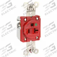 HUBBELL Receptacle: Hospital Grade Fed. Spec., Single, 5-20R, Red, 125V AC, 20 A, 2 Pole / 3 Wire (MPN HBL8310R)