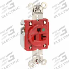 HUBBELL Receptacle: Hospital Grade Fed. Spec., Single, 5-20R, Red, 125V AC, 20 A, 2 Pole / 3 Wire (MPN HBL8310R)